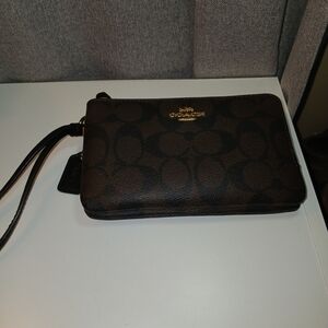 Coach Brown Signature Wristlet